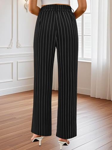 AUXDIO Womens Straight Leg Pants Casual High Waisted Stretchy Double Buttoned Trousers Work Business Dress Pant4