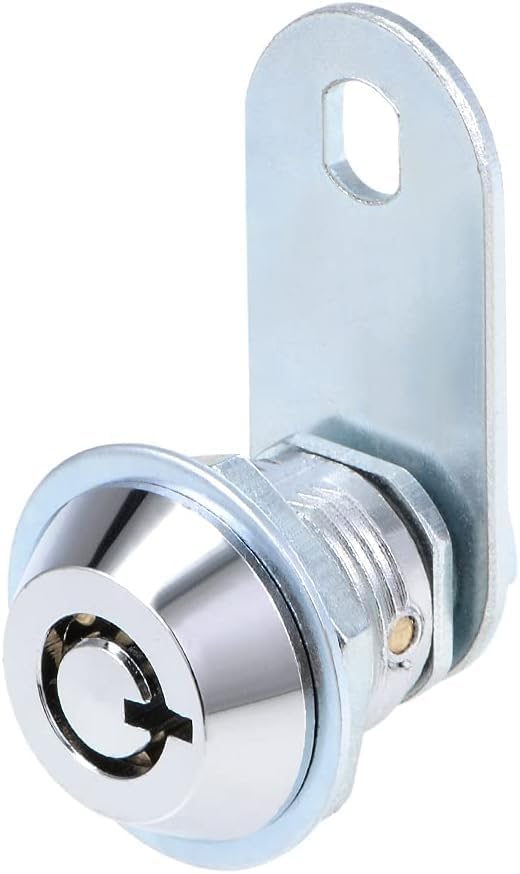 Cam Lock with Mounting Bracket, Chrome Finish, Metal Construction, Keyed Tubular Security Lock F-A-49