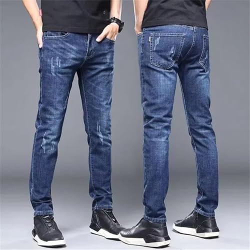 Men's Narrow Leg Jeans Basic Vintage Skinny Pants Straight Leg Outside Denim Trousers3