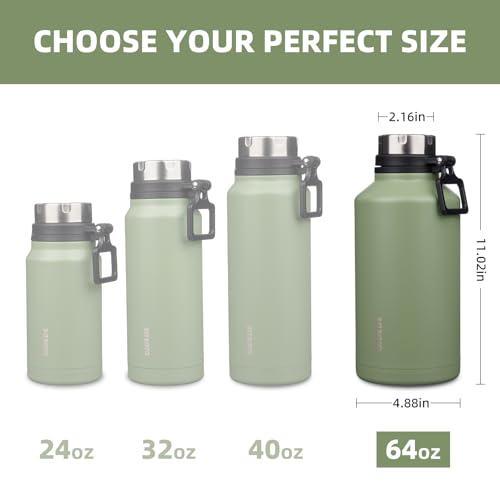 Image of BJPKPK 64oz Insulated Water Bottle, Stainless Steel Vacuum Jug with Handle | Half Gallon Large Water Bottle, Leak-Proof BPA-Free Vacuum Insulated Bottle for Gym, Hiking, Camping & Outdoor Adventures