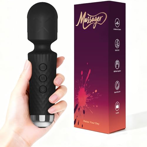 Upgraded Handheld Rose Black Mini Massager Tool for Muscle Relax 20 Modes