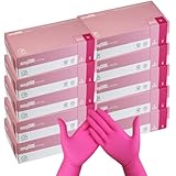 BEAUTIONA Lot de 100 gants jetables en nitrile non poudrés - Rose - Taille M, gants jetables sans latex - Indéchirables et doux pour la peau - Tailles XS, S, M, L