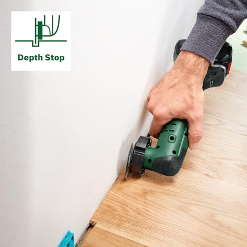 Bosch Akku-Multifunktionswerkzeug UniversalMulti 18V-32 (zum Sägen, Schneiden, Schleifen; 1x Segmentsägeblatt; 1x Tauchsägeblatt; 1x Schleifplatte; 6x Schleifblätter; 1x Tiefenanschlag; ohne Akku) – Bild 5