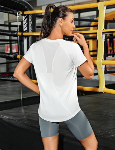 Wayleb Camiseta Deportivo Mujer Camiseta de Manga Corta Camiseta Holgada de Secado Rápido Camisetas de Malla Mujer Yoga Fitness Top Ropa Deportiva Entrenamiento Atlético - imagen 5