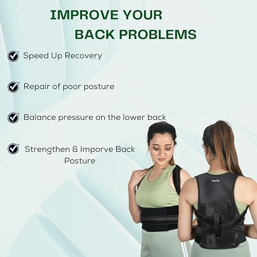 Image of Wonder Care Posture Corrector for Men and Women, Back Support Belt with Metal Inserts, Shoulder Straightener for Upper and Lower Back Pain Relief and Back Alignment (28 inch-48 inch)