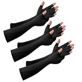 Janmercy 3 Pairs Arthritis Compression Gloves for Women and Men Carpal Tunnel Pain Relief, Rheumatoid, Swelling Tendonitis(Extended,Black)