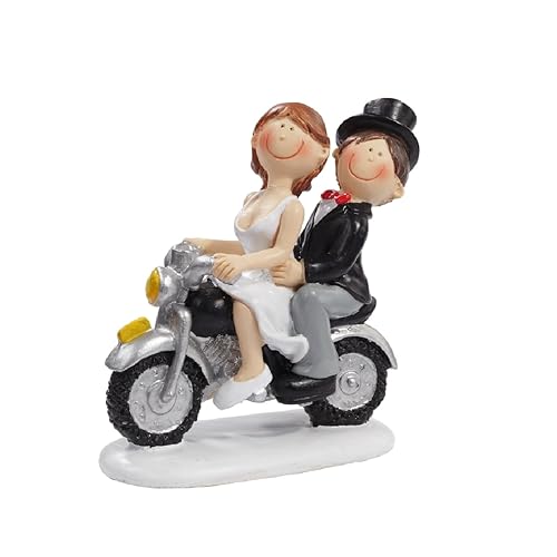 1 X Hochzeit Dekoration Figurine jeunes mariés sur moto Idéale pour décorer tables gâteaux et pièces montées