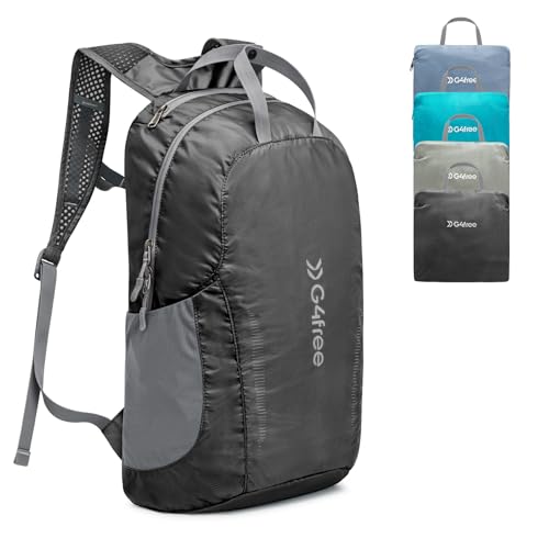 G4Free 25L Lightweight Hiking Backpack Packable Foldable Sport Travel Daypack Water Resistant for Women Men?Black?