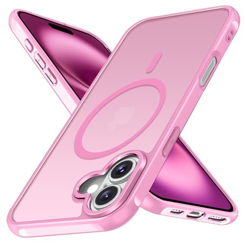 ivoler Funda Magnética para iPhone 16 Plus, Compatible con MagSafe, [Protección Militar] Carcasa Protectora Antigolpes Antiarañazos Translúcida Mate Trasera Fina Case, Rosa Claro