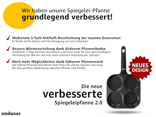 Endusor Spiegelei-Pfanne 21 cm induktionsgeeignet mit Deckel