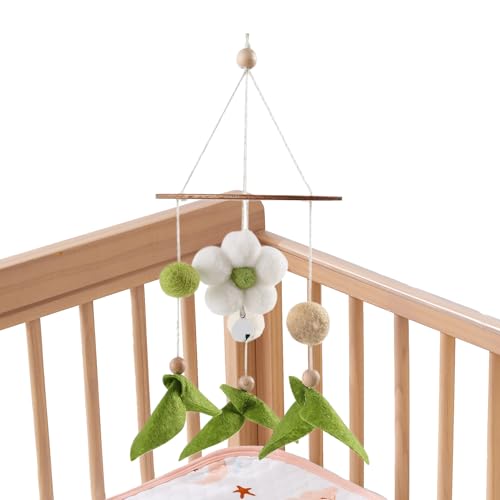 GkgWuxf Móvil de cuna – Móviles de guardería | Campana de cama floral de fieltro colgante juguetes de dibujos animados decoración para habitación niños y niñas moisés cuna dormitorio guardería