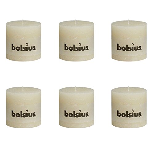 bolsius ivory rustic pillar candles 100x100mm 57 hours burn time (box of 6)