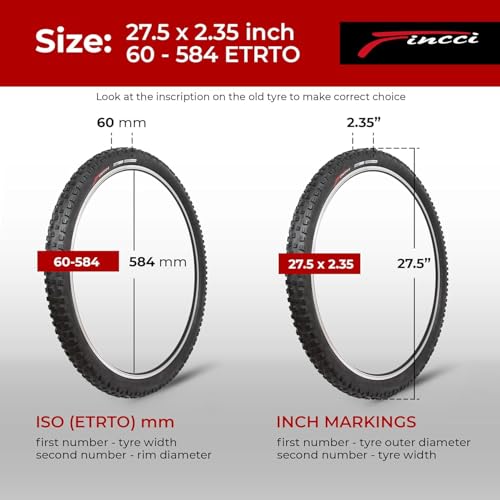 Fincci Pair 27.5 x 2.35 Bike Tire – Foldable Black 27.5