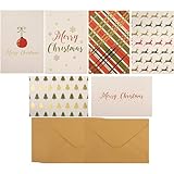 48-Pack Merry Christmas Holiday Greeting Card - Happy Holidays Xmas Cards in 6 Gold Foil Designs, Bulk Assorted Festive Winter Holiday Cards with Envelopes, 4 x 6 Inches