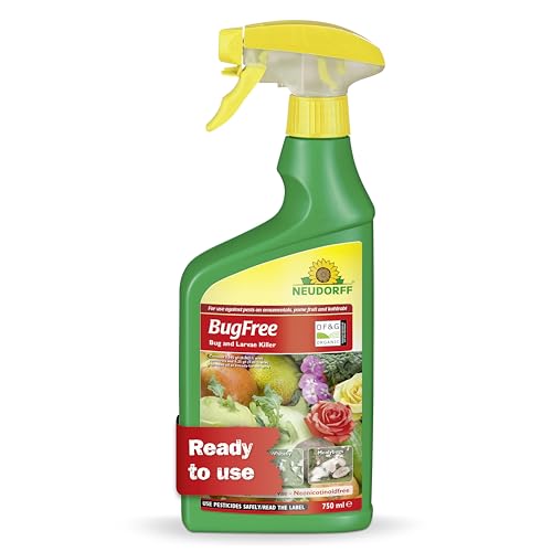 Neudorff BugFree Bug and Larvae Killer RTU – Against Biting and Sucking Insects Such as Bugs and aphids. Also Kills Eggs, Larvae and Adult pests, 750 ml