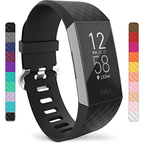 Pulseras Fit Yousave Accessories Correa Compatible con Fitbit Charge 3 & Charge 4, Pulsera Deportiva de Silicona de Repuesto Compatible...
