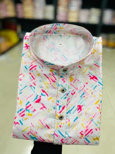 Image of FOXDX Men's Traditional Cotton Floral Printed Only Kurta