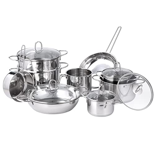 14 Pc Stainless Steel Cookware Set - Stainless Steel Pots And Pans Set, Cookware Set Hungered Handle With Lids For Home And Restaurant #TOP6