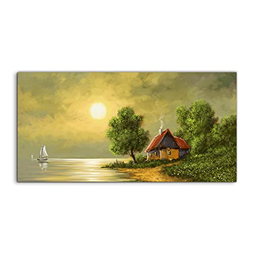 Art mural en verre 120x60cm paysage premium pour salon chic