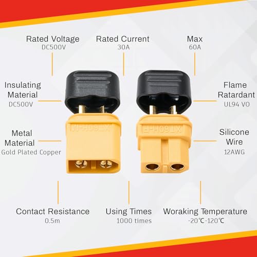 Image of Frienda 36 Pair XT60 Connectors (XT60 Upgrade) LiPo Battery Connectors Male Female Bullet Connector Plugs for RC Parts LiPo Battery
