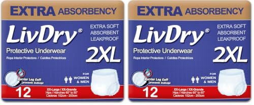 Image of LivDry Adult XXL Incontinence Underwear, Extra Absorbency Adult Diapers, Leak Protection, XX-Large, 24-Pack