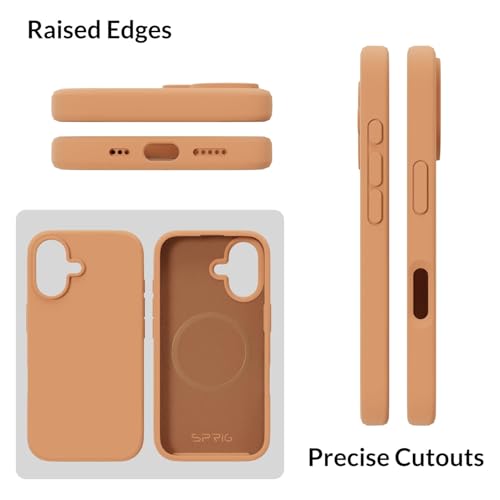Image of SPRIG Compatible with iPhone 16 Premium SilkMag (Liquid Silicone Magnetic) Back Cover Drop Tested Shock Proof Mobile Case for Men, Women, Boys and Girls with Camera Protection (Muskmelon)