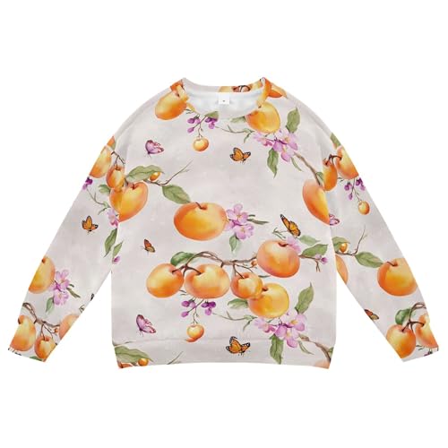 JUNZAN Cute Apricot Fruit Silver Little Kids Hooded Sweatshirt Crewneck Hoodie for Boys Athletic 4T