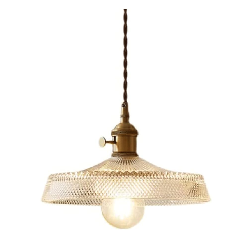 TaleTre American Industrial Brass Chandelier, Mid Century Outdoor Disc Shaped Light Fixture, E27 Translucent Glass Chandelier, Bedside Chandelier Living Room Kitchen Island Chandelier