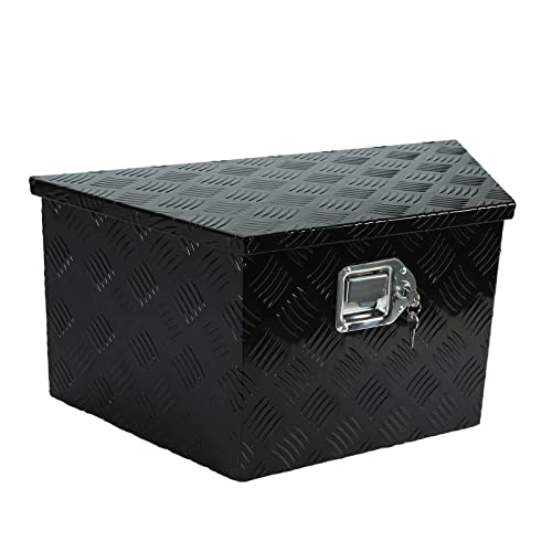 Vowagh 26"X13.25"X12" Black Heavy Duty Aluminum Pickup Truck Bed 5 Bar Tread Pattern Truck Tool Box, Under Truck Storage Trailer Tongue Box With Lock And Key For Truck, Rv Trailer, Atv #TOP1