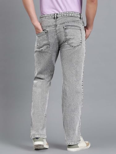 Image of KOTTY Men's Baggy Straight Fit Denim Jeans Washed Wide Leg Urban Fashion Comfortable Trendy Style