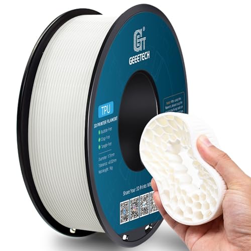 Image of Geeetech TPU Filament 1.75mm, Shore 95A - Flexible 3D Printer Filament with High Elasticity, 1KG (2.2lbs) Spool, Dimensional Accuracy ±0.03mm, Fits Most FDM Printers (White)