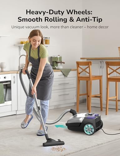 Aspiron Canister Vacuum,1700W/45KPA Bagged Vacuum Cleaner,5L Large Capacity,Auto Cord Rewind,HEPA Filter,Low Noise,8M Cleaning Radius,Variable Power Control,Easy to Push,Hard Floor,Pet,Carpet — view 7