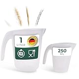 Novaliv Messbecher Set 250ml 1000ml, Meßbecher Küche transparent mit klarer g/ml Skala für Flüssigkeiten Mehl & Zucker, Made in Germany, Spülmaschinenfest, Rührschüssel Messbehälter Werkstatt