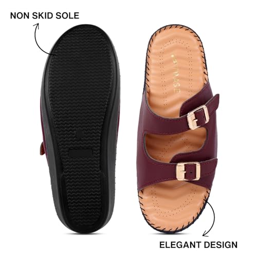 Image of TRASE Orthopedic Extra Soft Double Strap Slippers for Women Footwear | Arch Support Adjustable Strap Cushioned Wedges Doctor Sandals | Comfortable & Lightweight