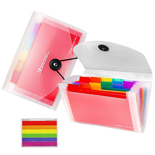 13 Pockets Flash Card Holder - 2 PCS 7x4.7 Inches, A6 Accordian File Organiser for Cards, Coupons, Receipt, Tax Item, Mini Ticket Expanding Folders, Expandable Portable Folder