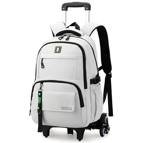 Amythe Sac à Dos à Roulettes pour Enfants Adolescents, Sac Ecole College pour Garçon avec Chariot, 31 L Sac D'école Garçon Léger à la mode, Cartable à...