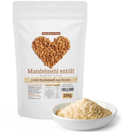 Mandelmehl entölt 200g echtes Mandelmehl aus spanischen Mandeln zum Backen vegan und glutenfrei proteinreiches Almond Flour (200g)