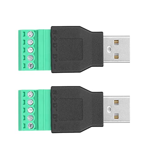 Naroote USB-Stecker-Klemmenanschluss mit Schraubklemme für Einfache Installation für Geräte mit USB-Schnittstellenanschlüssen, 2 Stück für Professionelles Aussehen und Zeitersparnis, ABS-Material