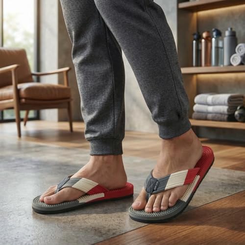 Image of Men's Orthopedic Doctor Slippers with Acupressure Sole | Extra Soft Ortho Chappal for Men | Daily Use Home & Casual Footwear | Soft Cushion Foam Slipper for Man - Lightweight, Anti-Skid Rubber