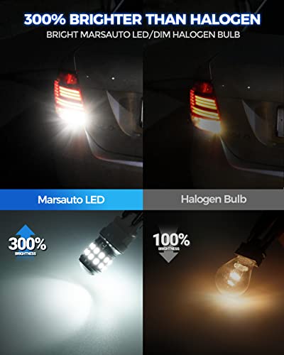 Marsauto 3157 Led Bulbs For Brake Backup Reverse Light, 4157 3057 3156 3056 3456 3457 With Projector Replacement Drl Tail Back Up Parking Lights, Xenon White 6000K（Pack Of 2） #TOP1