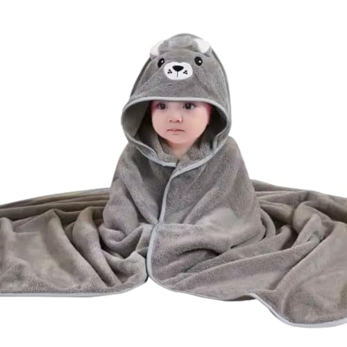Image of Hooded Towel - Absorbent Large Baby Towel 31 x 31 Inch Baby Essentials - Baby Bath Essentials - Baby Bath Towels - Baby Towels Bath Towel