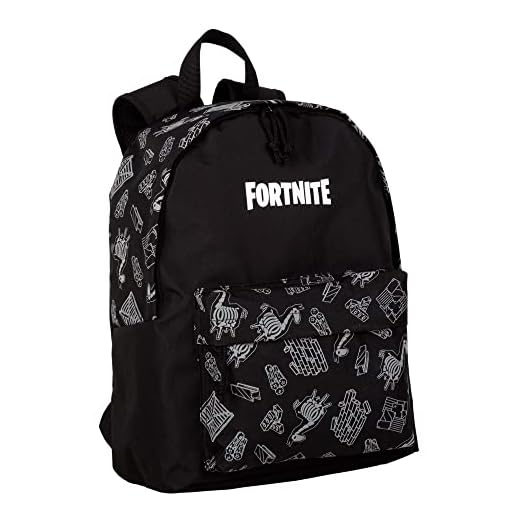 Mochila Escolar Americana Fortnite Dark Black - Compartimento Principal y Bolsillo Frontal - Portaordenador e Interior Forrado - Tirantes Ergonómicos, Acolchados - 41 x 31 x 13.5 cm - Toybags