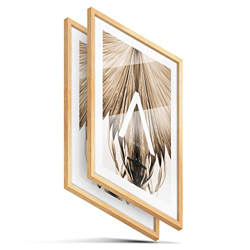 BLCKART Foto Bilderrahmen Set | 2 Stk. | Hochwertige 21x30cm Fotorahmen Holz Natur Slim