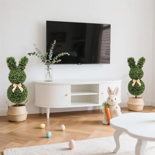 Image of Boxwood Bunny Topiary, 36 Inch Artificial Rabbit Tree for Easter Decor, 3FT Faux Bunny Shape Topiary for Indoor&Outdoor, Porch Decor