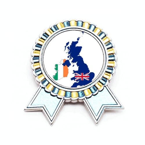 Broche carte de la Grande-Bretagne et badge drapeau de l'Irlande en métal