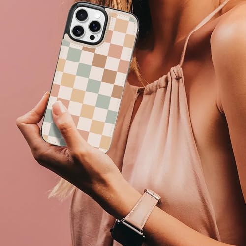 Image of uCOLOR Compatible with iPhone 12 /12 Pro Wallet Case with Card Holder Slot Folio Flip PU Leather Kickstand Double Magnetic Clasp and RFID Blocking Design (Pastel Check Vibes, iPhone 12)