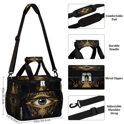 Ethnic Insulated Picnic Backpack Lunch Box for Women Men Picnic Basket Tote Lunch Bag Picnic Bag Portable Lunch Bags for Picnic, Beach, Work, Trip,Office, Camp Magic Eyes