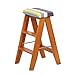 Plataforma de escalada de usos múltiples Taburete de escalera de madera mini Taburete de cocina plegable multifunción Biblioteca Office 3 Step (Stripe) Cojín extraíble (color : Natural)