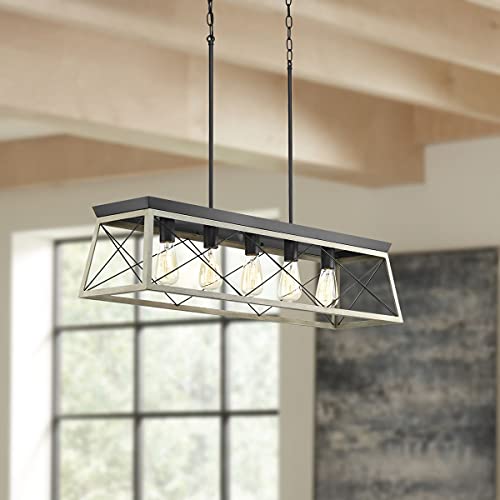 Image of Progress Lighting Briarwood Collection 5-Light Dining Room Light Fixture, Farmhouse Style Modern Chandelier for Kitchen and Dining Room, 38 inch by 9 inch, Graphite