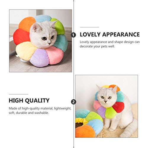 POPETPOP Gato Gola de Algodão Girassol Pescoço Cone de Recuperação Após A Cirurgia Ajustável Pet Cic